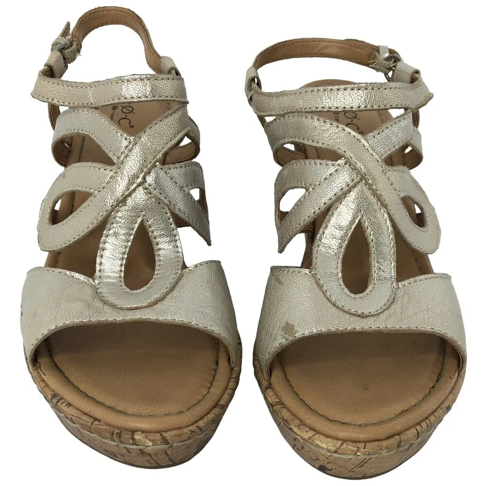 BORN Wynda Womens Sandals Leather Gold Size 9 M Ankle‎ Strap